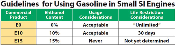 Guidelines for Using Gasoline in Small SI Engines